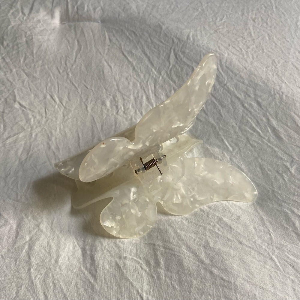 White butterfly hair clip , large